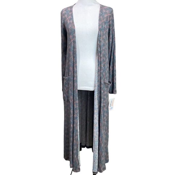 NWT Lularoe Sarah Open Front Longline Cardigan Geo Print - Picture 1 of 14